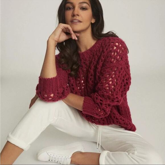 REISS Natalie open-knit wool-blend jumper sweater sz M - Picture 2 of 9